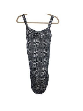 ✨3/$30 Urban Outfitters XS Black & White Checkered Ruched Bodycon Midi Dress